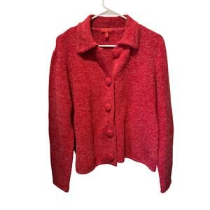 VTG Northern Isles Holiday 2005 Wool Blend Button Up Collared Cardigan Size L
